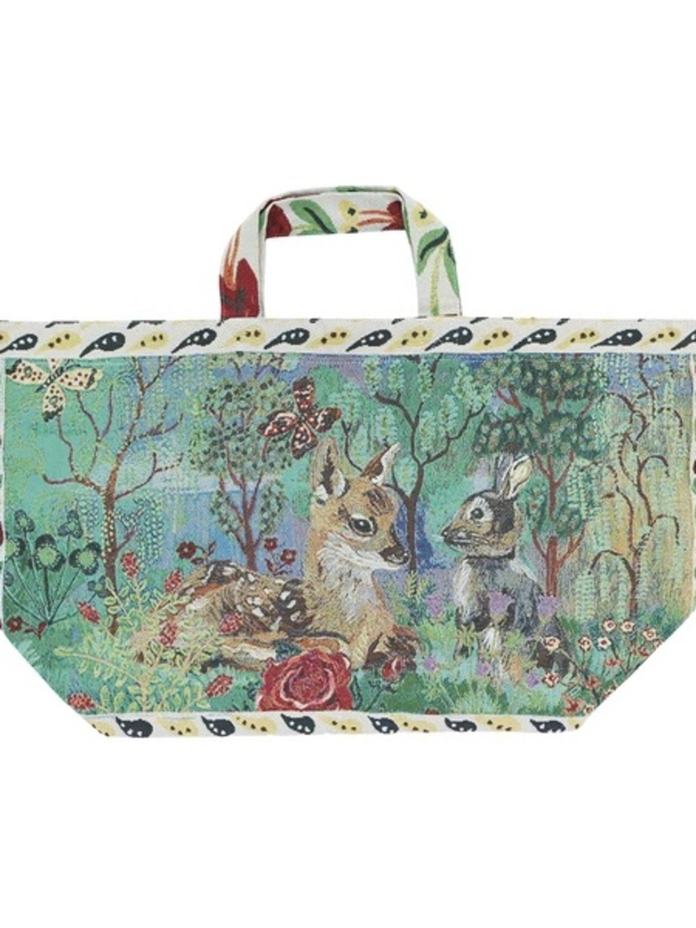 Nathalie Lete tapestry large BOAT bag! Tote bag. Nature, Deer, Rabbit! New!